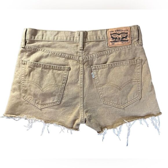 Levi’s 508 cut off distressed ripped denim jean shorts tan size 32 - Picture 3 of 15